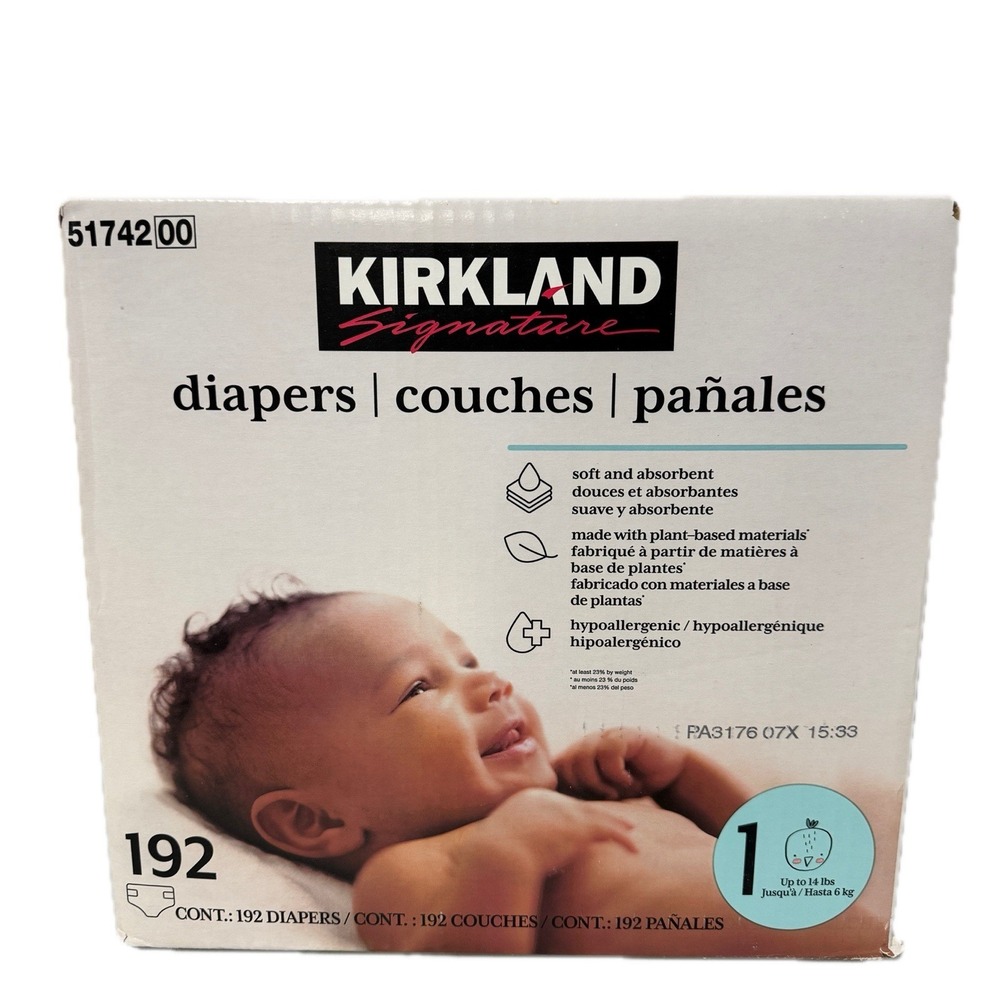 Kirkland Diapers for Infants Size 1 - New In Box Baby - 192 Count Free Shipping